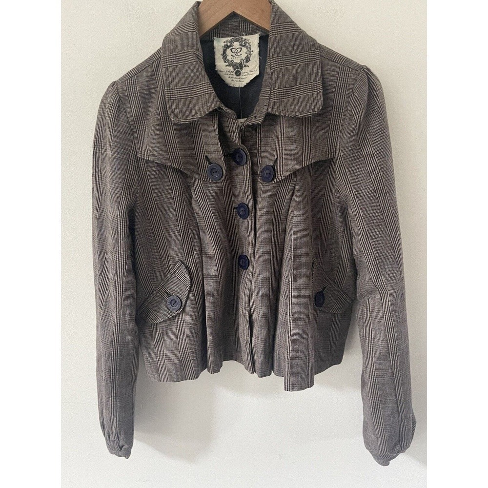 Ezekiel Cropped Brown Size Large Long Sleeve Swing Button 100% Cotton Girls New